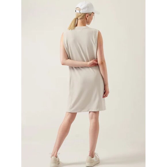 Athleta Seasoft Tank Dress S petite SP in abalone grey (bone beige tone) casual - Picture 3 of 11